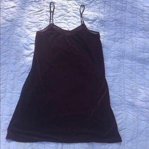 Burgundy Velvet Ribbed Slip Dress